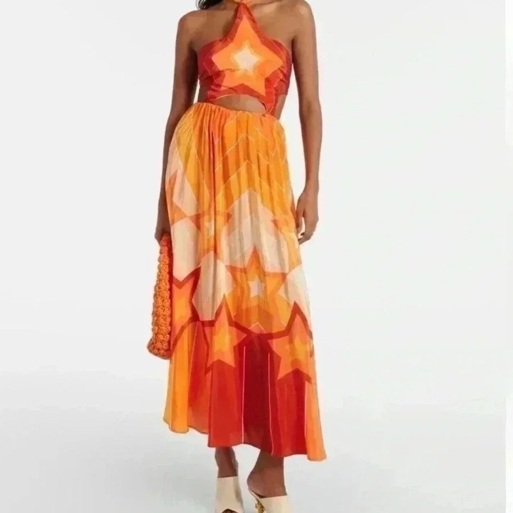 FARM Rio Gradient Stripes Maxi Dress Stars S